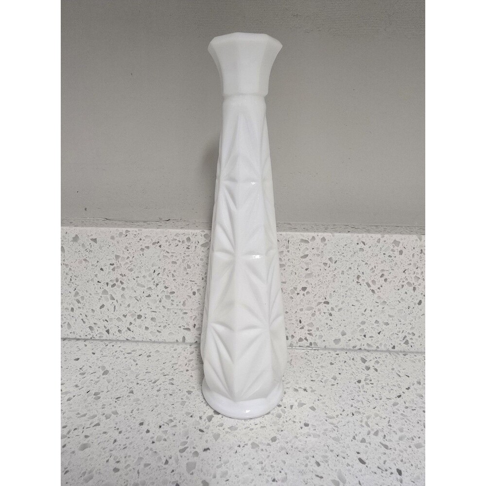 Vintage Milk Glass Bud Vase Starburst Pattern
